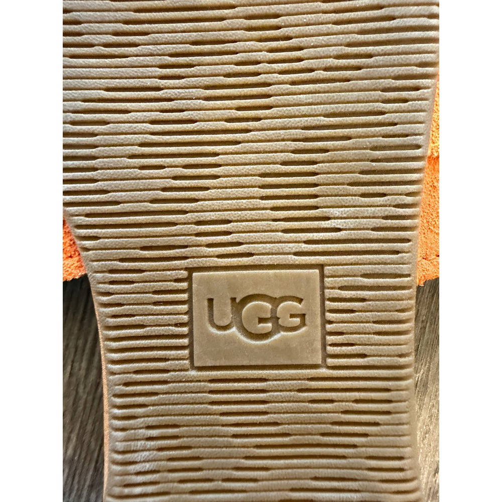 UGG Multicolor Suede Slide Sandals - Tan, Orange, Blue - Picture 11 of 12
